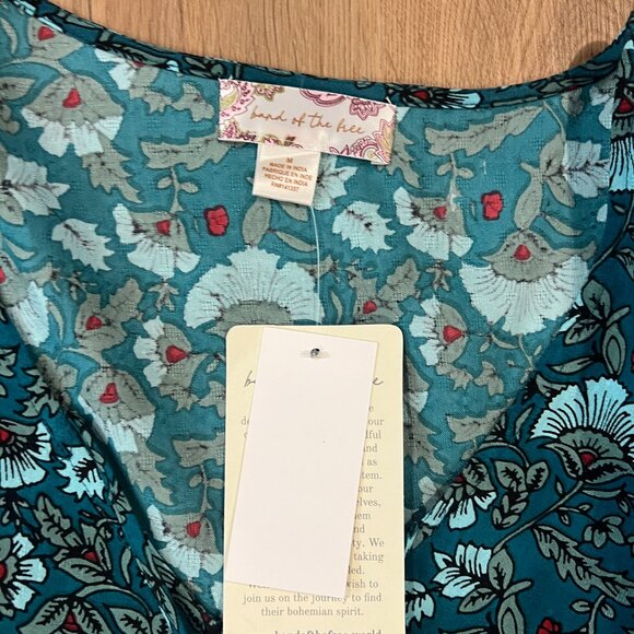 NWT Band of the Free 3/4 Sleeve Green Teal Mini Dress Size Medium - Picture 4 of 7